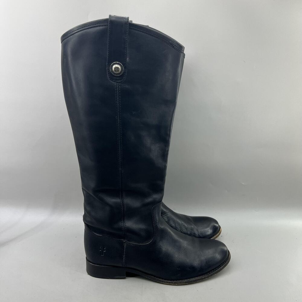 Frye Melissa Button Riding Boots Women Size 6 B Black Leather Midcalf Shoes